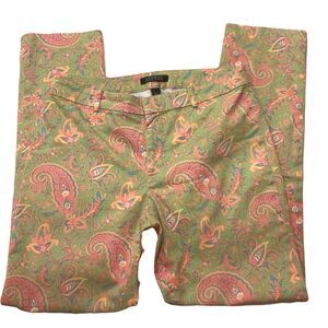 Lauren Ralph Lauren Capri Pants Paisley Pink Green Straight Leg Pants Sz 6